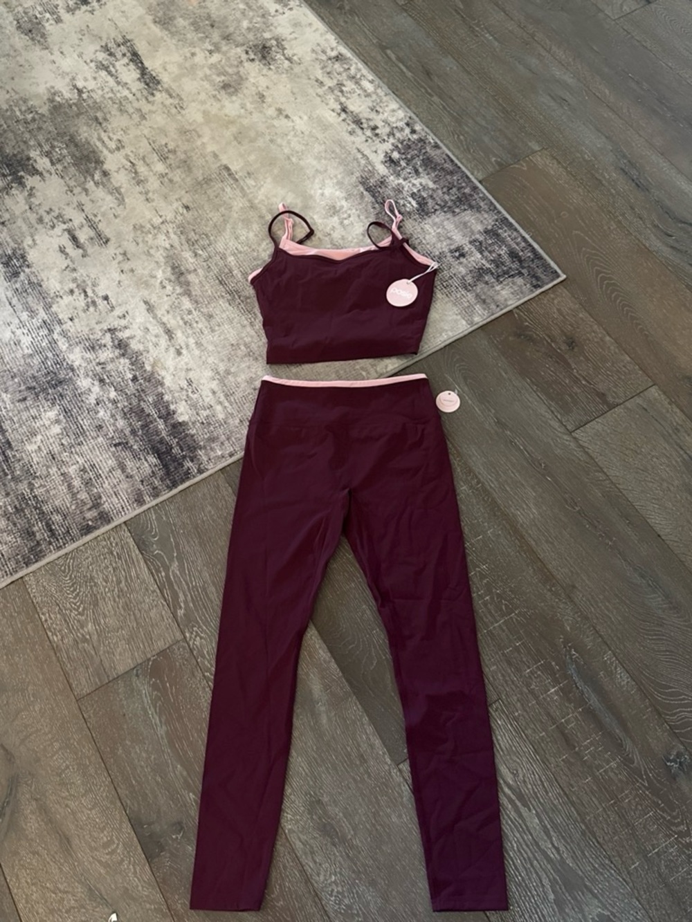 Women's Plum High-Rise Leggings and Crop Tank Set